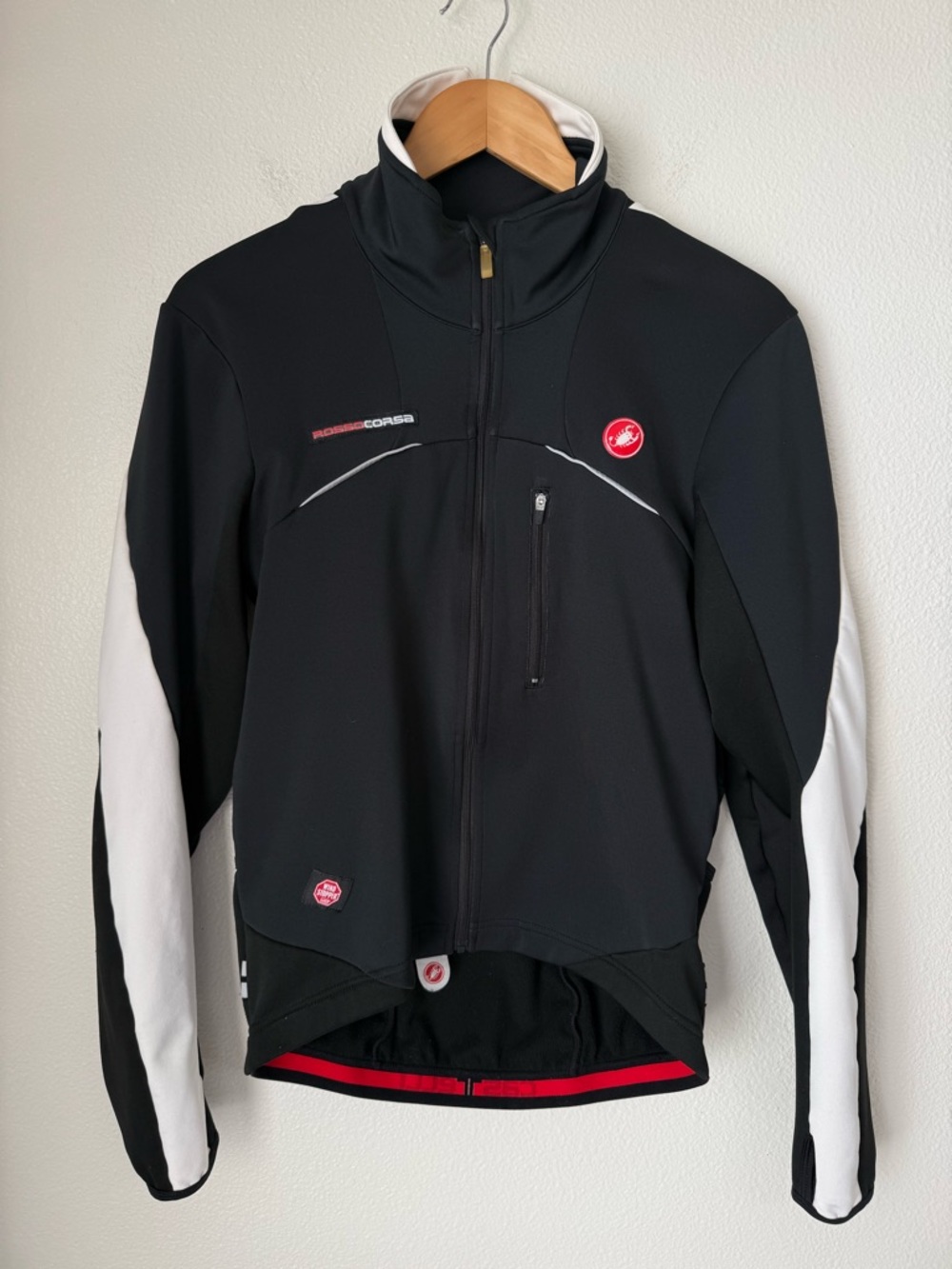 Castelli Rosso Corsa Windstopper Full Zip Cycling Jacket-Men's Large-Black/White